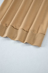 Pale Khaki Textured Patchwork Round Neck Sweatshirt Sweatshirts & Hoodies JT's Designer Fashion