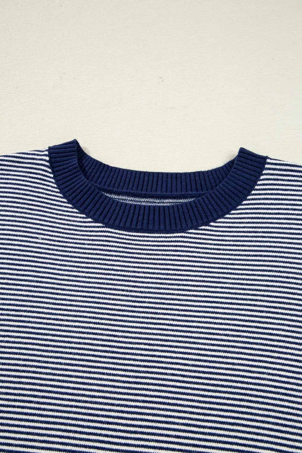 Blue Stripe Color Block Patchwork Dolman Oversize Tunic Sweater Sweaters JT's Designer Fashion