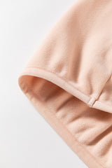 Light French Beige Colorblock Patchwork Half Zip Oversized Sherpa Hoodie Sweatshirts & Hoodies JT's Designer Fashion