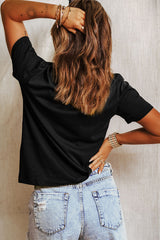Black Heart Print Crew Neck Chic T Shirt Graphic Tees JT's Designer Fashion