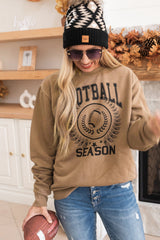 Khaki Rugby FOOTBALL SEASON Graphic Game Day Sweatshirt Graphic Sweatshirts JT's Designer Fashion