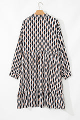 Apricot Geometric Print Collared V Neck Plus Size Mini Dress Plus Size Mini Dresses JT's Designer Fashion