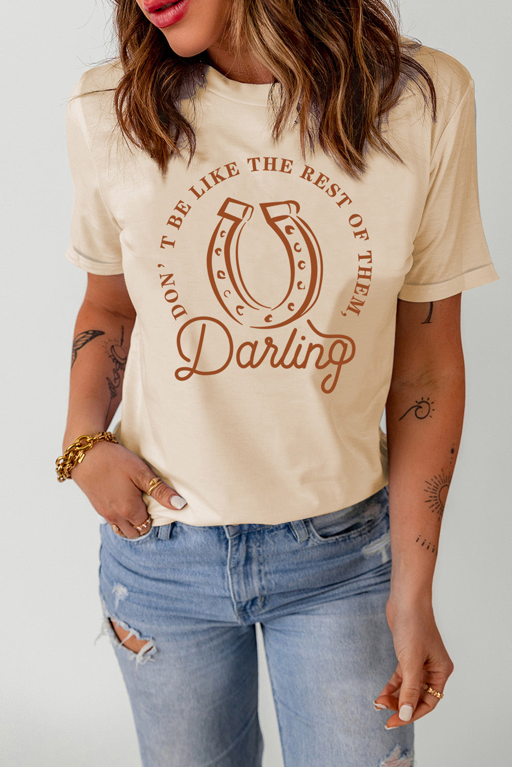 Khaki DO NOT BE LIKE THE REST OF THEM Darling Graphic Tee Graphic Tees JT's Designer Fashion