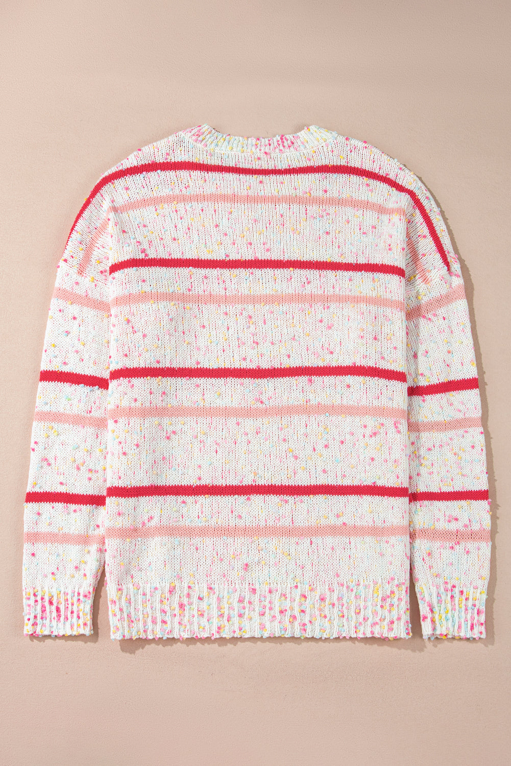 Pink Stripe Drop Shoulder Side Split Plus Size Sweater Plus Size Sweaters & Cardigans JT's Designer Fashion