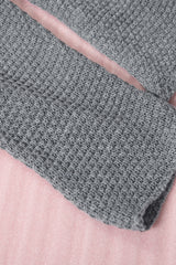Gray Henley Pullover Drop Shoulder Sweater with Slits Sweaters & Cardigans JT's Designer Fashion