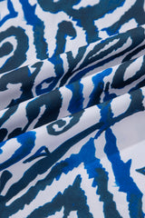 Blue Bohemian Print Embroidered V Neckline Detail Long Sleeve Shirt Blouses & Shirts JT's Designer Fashion