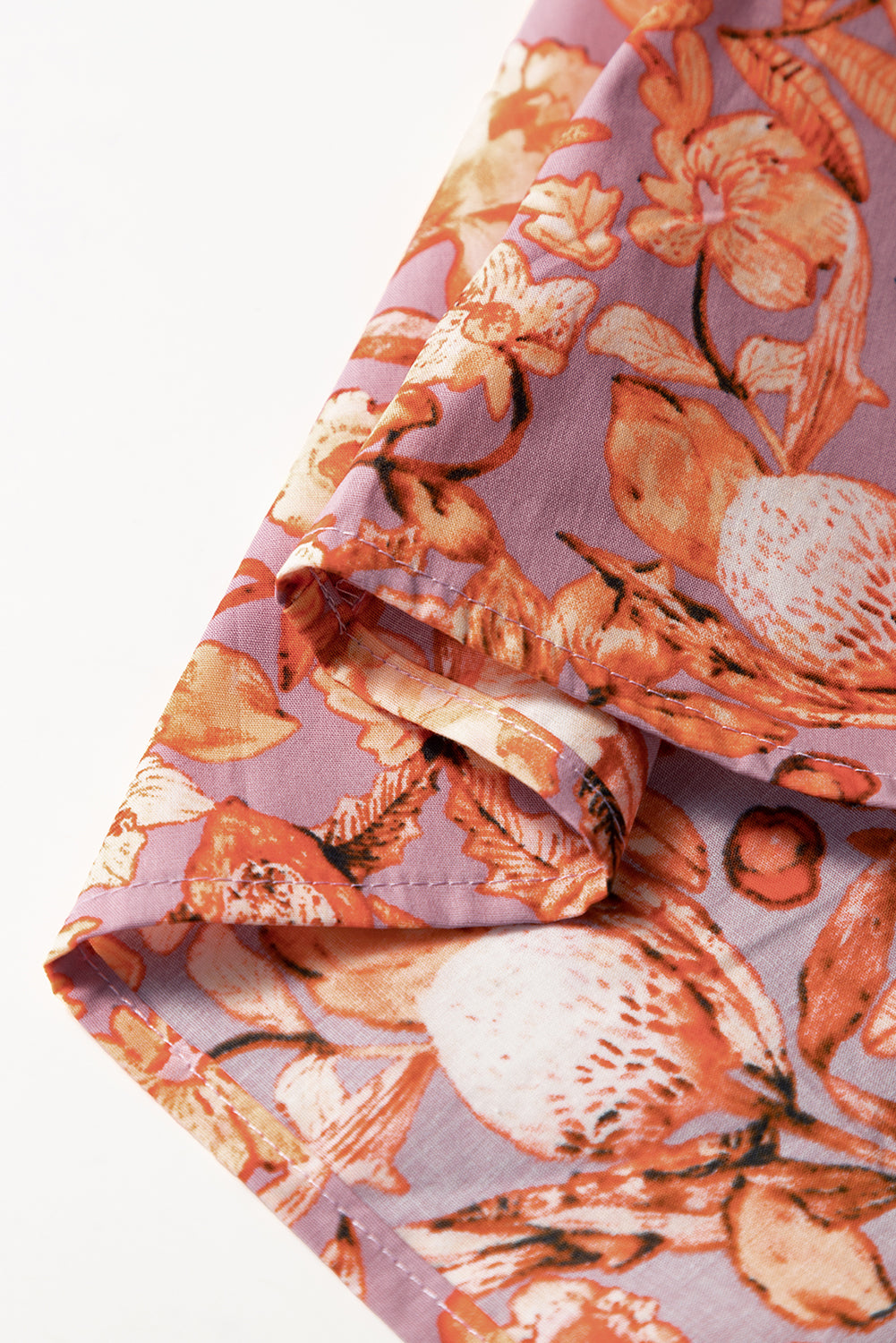 Orange Floral Print Ruffled Flutter Sleeve Frilled V Neck Blouse Blouses & Shirts JT's Designer Fashion