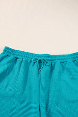 Skobeloff Textured Ruffle Split Top and Drawstring Shorts Short Sets JT's Designer Fashion