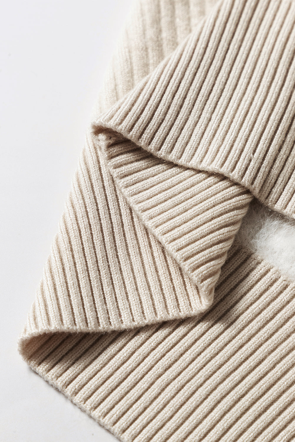 Apricot Thermal Lined Ribbed Knit Mock Neck Sweater Sweaters JT's Designer Fashion