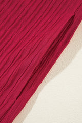Fiery Red Textured Ruffled Trim V Neck Loose Fit Mini Dress Mini Dresses JT's Designer Fashion