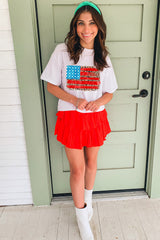 White Leopard Insert American Flag Pattern Cotton Blend T Shirt Graphic Tees JT's Designer Fashion