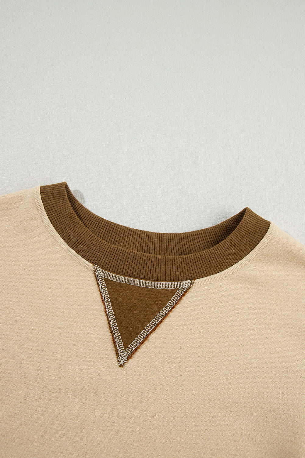 Apricot Color Block Thumbhole Sleeve Drop Shoulder Sweatshirt Sweatshirts & Hoodies JT's Designer Fashion