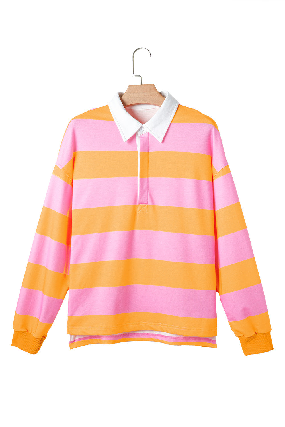 Yellow Stripe Color Block Polo Collar Sweatshirt Sweatshirts & Hoodies JT's Designer Fashion