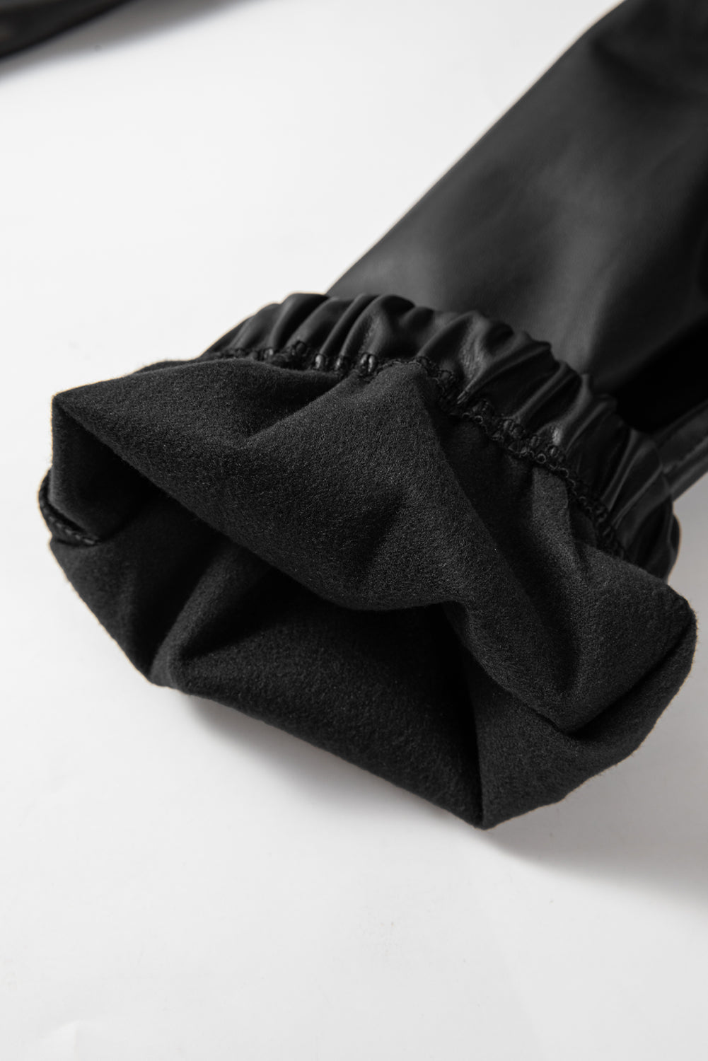 Black Faux Leather Ankle Smocked Waist Drawstring Joggers Pants & Culotte JT's Designer Fashion