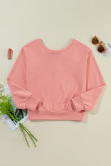 Pale Chestnut Bowknot Dewback Round Neck Sweatshirt Sweatshirts & Hoodies JT's Designer Fashion