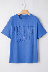 Sky Blue Vintage MOTHERHOOD Letter Graphic T Shirt Graphic Tees JT's Designer Fashion