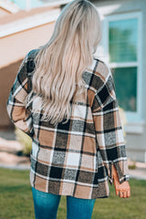 Plaid Print Buttoned Shirt Jacket Plaid Shackets JT's Designer Fashion