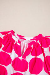 Rose Polka Dot Flutter Sleeve Notched Neck Tiered Flowy Dress Mini Dresses JT's Designer Fashion