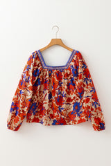 Multicolour Floral Print Square Neck Backless Loose Fit Blouse Blouses & Shirts JT's Designer Fashion