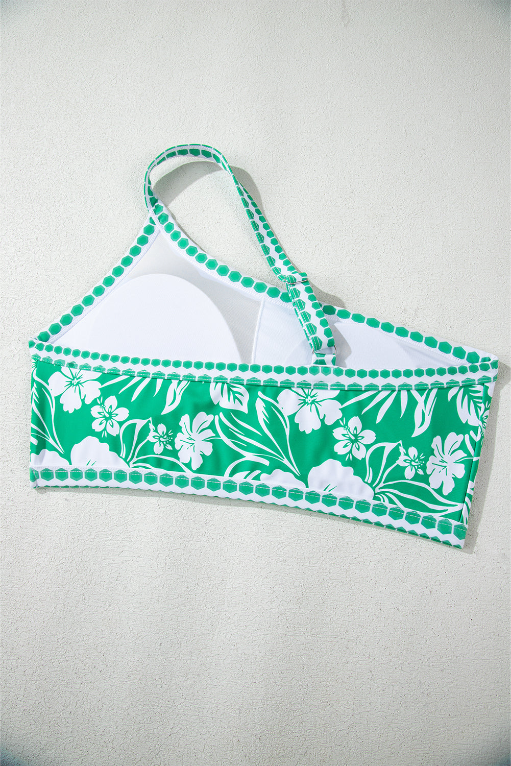Green Floral Print One Shoulder High Waist Bikini Set Bikinis JT's Designer Fashion