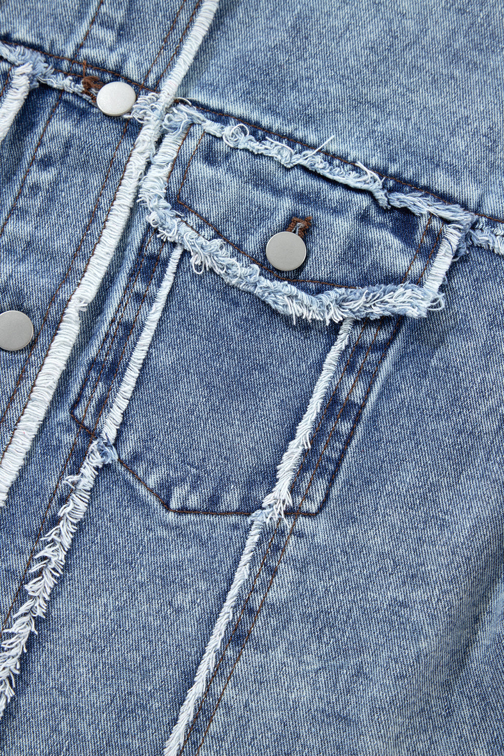 Beau Blue Plaid Print Patchwork Hooded Raw Hem Denim Jacket Denim Jackets JT's Designer Fashion