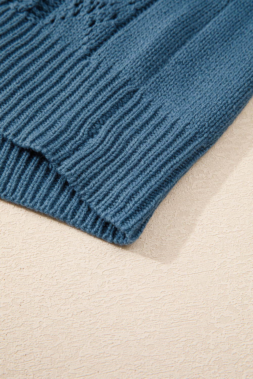 Real Teal Open Knit V Neck Button Front Drop Shoulder Plus Size Cardigan Plus Size Sweaters & Cardigans JT's Designer Fashion