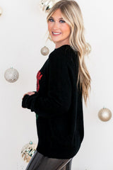 Black Tinsel Merry and Bright Graphic Christmas Sweater Sweaters JT's Designer Fashion