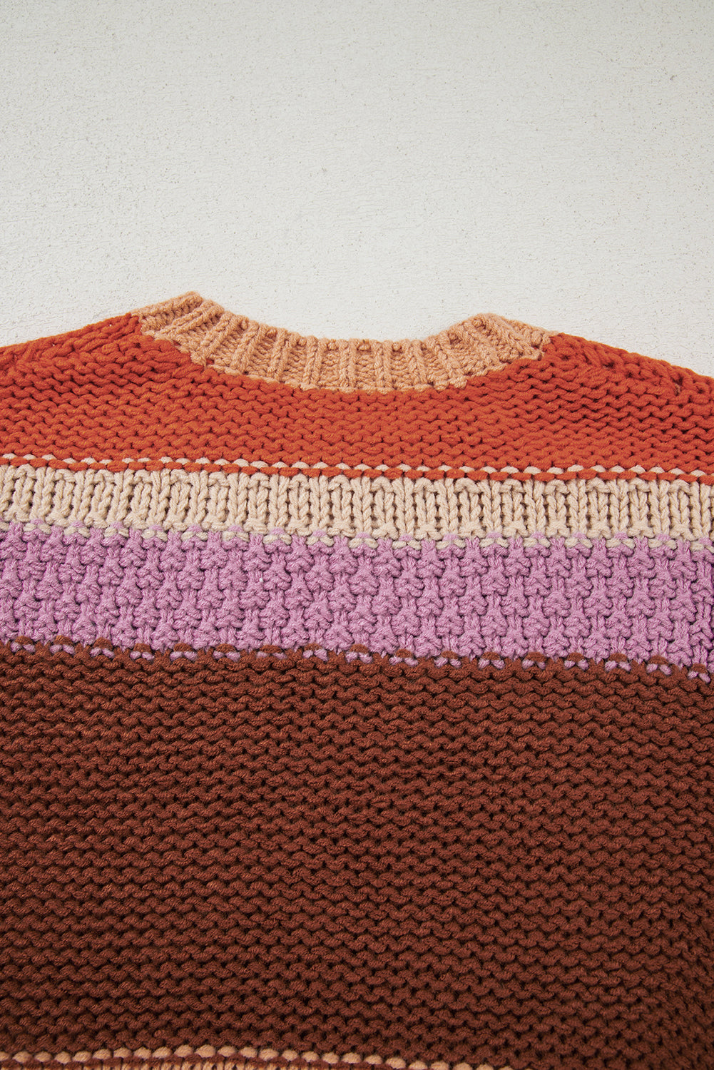 Multicolour Cropped Colorblock Drop Shoulder Knitted Sweater Sweaters JT's Designer Fashion