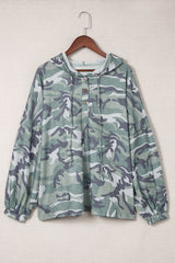 Green Long Sleeve Camo Print Oversize Hoodie Sweatshirts & Hoodies JT's Designer Fashion