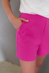 Sachet Pink Half Elastic Waist Casual Pocketed Shorts Casual Shorts JT's Designer Fashion