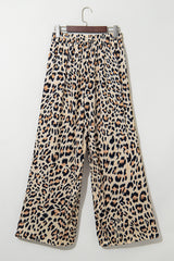 Parchment Leopard Drawstring Flowy Wide Leg Pants Pants & Culotte JT's Designer Fashion
