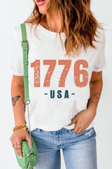 White 1776 USA Vintage Graphic T Shirt Graphic Tees JT's Designer Fashion