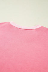 Peach Blossom Two Tones Patchwork Half Sleeve Plus Size T Shirt Plus Size Tops & Tees JT's Designer Fashion