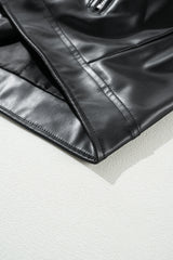Black PU Leather Lapel Collar Zipper Jacket Jackets JT's Designer Fashion