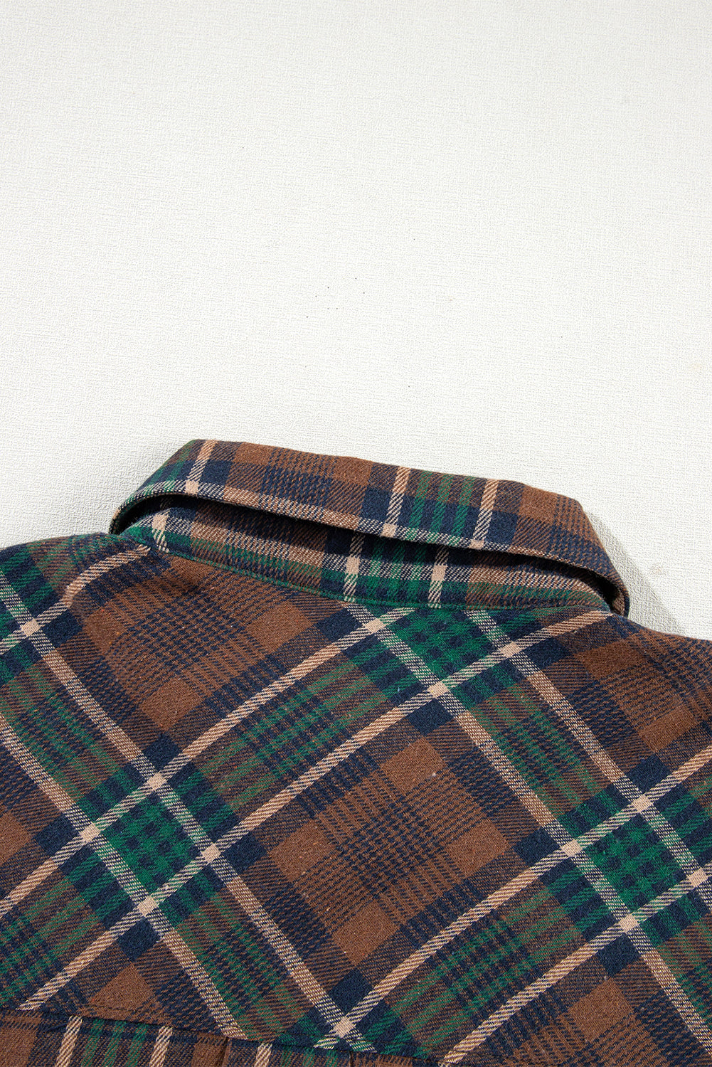 Brown Plaid Print Chest Pockets Buttoned Shirt Jacket Plaid Shackets JT's Designer Fashion