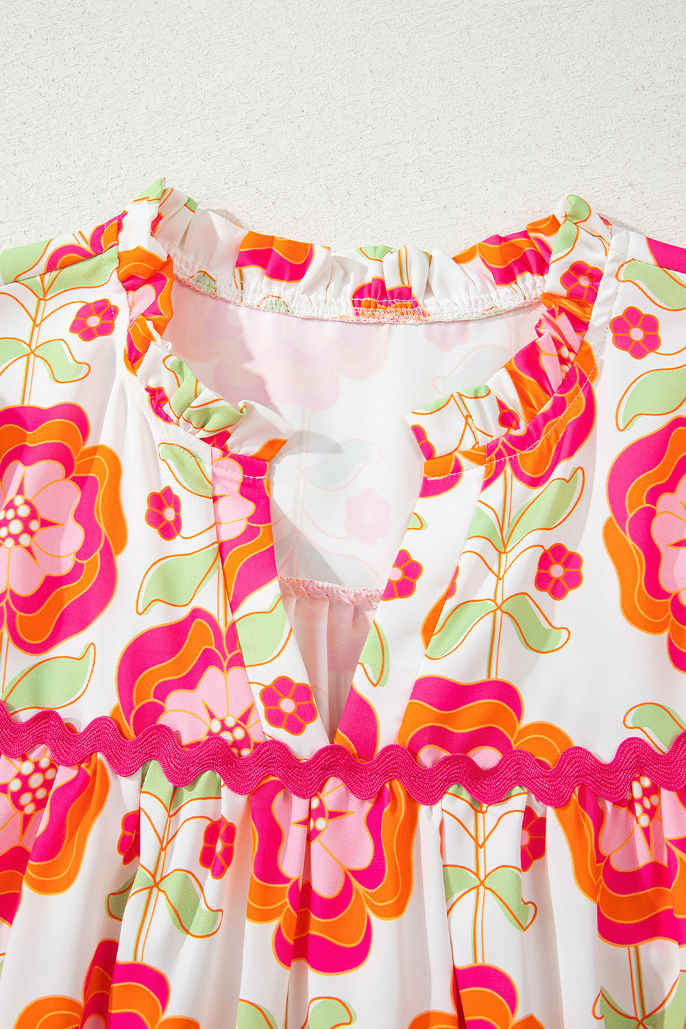 Rose Floral Printed Ruffled Long Sleeve Blouse Blouses & Shirts JT's Designer Fashion