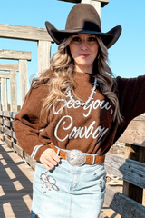 Coffee See You Cowboy Embroidered Western Graphic Sweater Sweaters JT's Designer Fashion