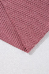Mineral Red Solid Color Waffle Knit Cardigan with Pocket Cardigans JT's Designer Fashion