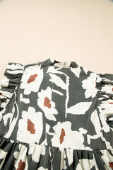Floral Flutter Sleeve Buttons Ruffled Hem Mini Dress Mini Dresses JT's Designer Fashion