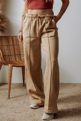 Smoke Gray Exposed Seam Drawstring High Waist Wide Leg Pants Pants & Culotte JT's Designer Fashion