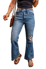 Light Blue Distressed Flare Leg Jeans Bottoms JT's Designer Fashion
