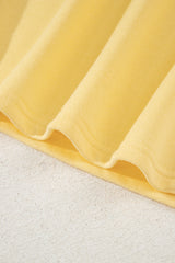 Yellow Cream Button Collar Drop Shoulder Pullover and Shorts 2pcs Outfit Short Sets JT's Designer Fashion