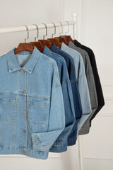 Wild Wind Washed Oversize Pocketed Denim Jacket Denim Jackets JT's Designer Fashion