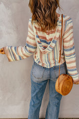 Multicolor Striped Knit Kangaroo Pocket Hooded Sweater Sweaters & Cardigans JT's Designer Fashion