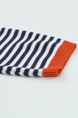 Contrast Trimmed Striped Drop Shoulder Sweater Sweaters & Cardigans JT's Designer Fashion