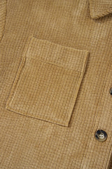 Light French Beige Patched Pocket Button Up Corduroy Shacket Jackets JT's Designer Fashion