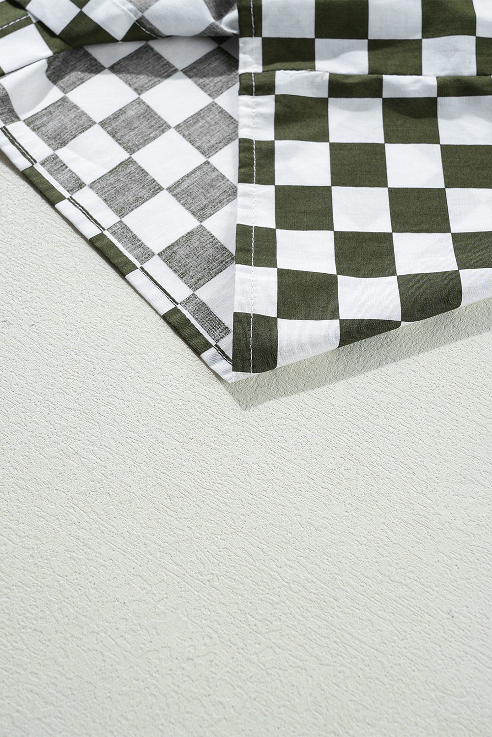 Green Checkerboard Printed Drop Shoulder Loose Casual Shirt Blouses & Shirts JT's Designer Fashion