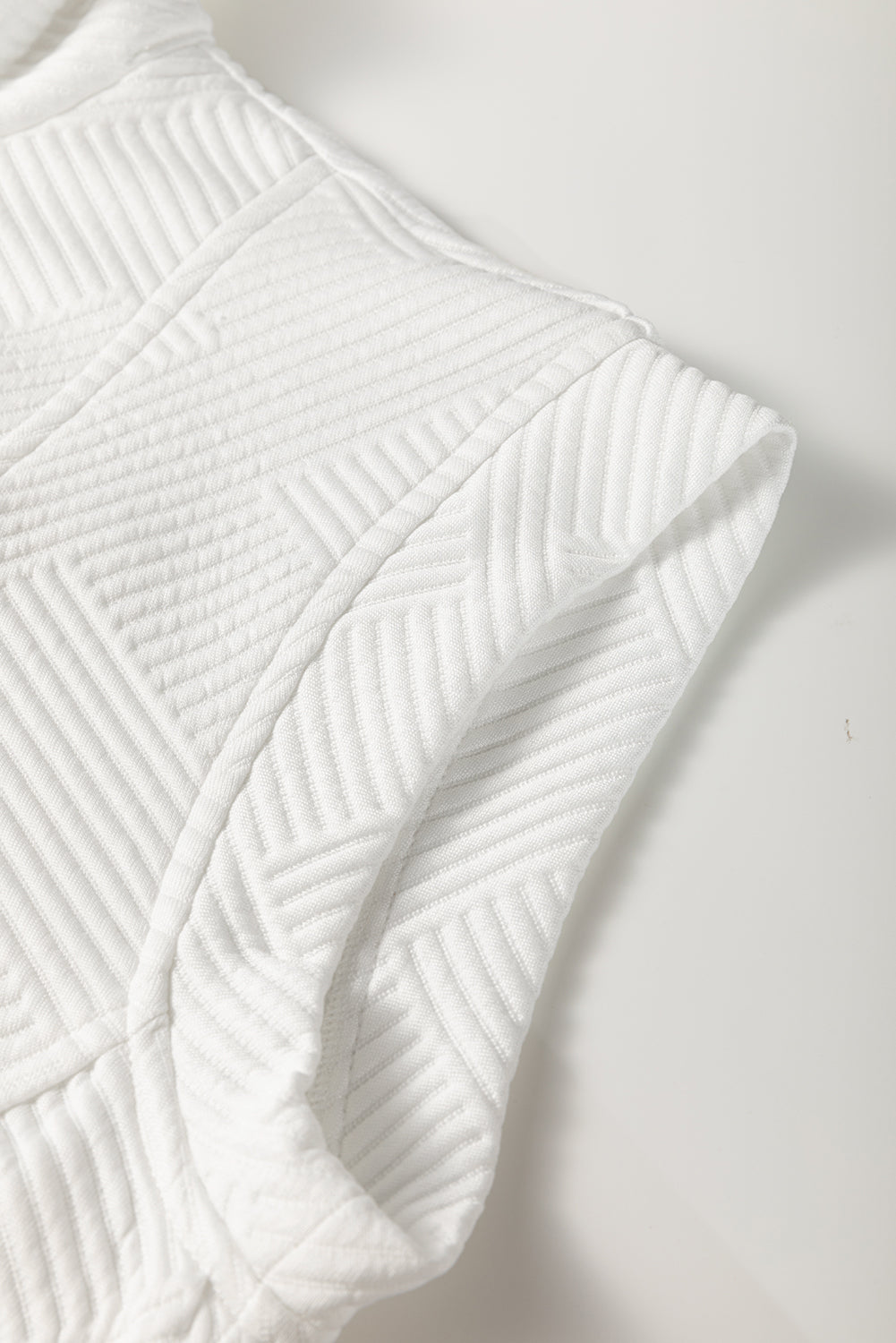 White Textured Half Zip Collared Cap Sleeve Mini Dress Mini Dresses JT's Designer Fashion
