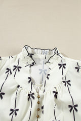 Apricot Bow Printed Puff Sleeve Ruffled Plus Size Mini Dress Plus Size Mini Dresses JT's Designer Fashion