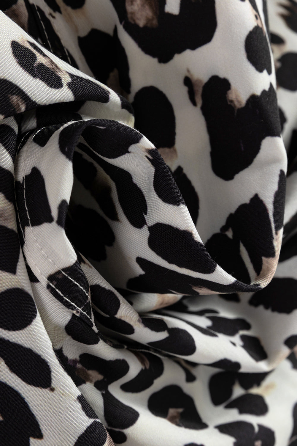 Multicolour Button Striped Collar Leopard Print Long Sleeve Flared Dress Mini Dresses JT's Designer Fashion